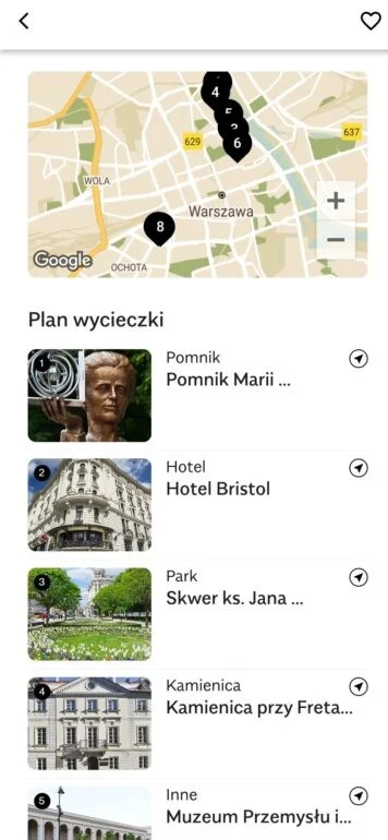 Podgląd aplikacji MonumentApp.